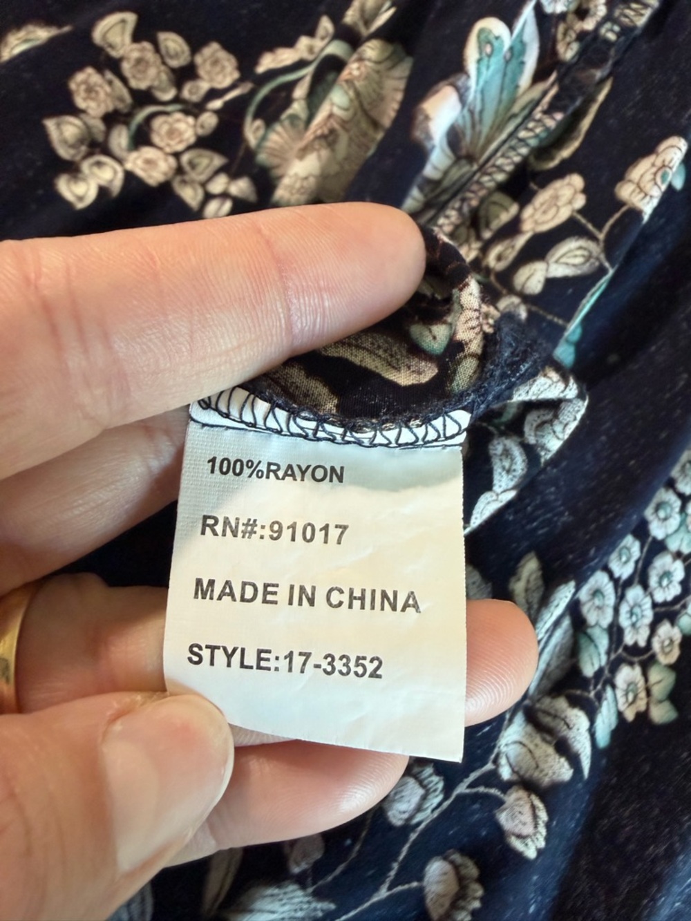 Solitaire Navy Floral Off-the-Shoulder Peasant Top - Picture 6 of 6